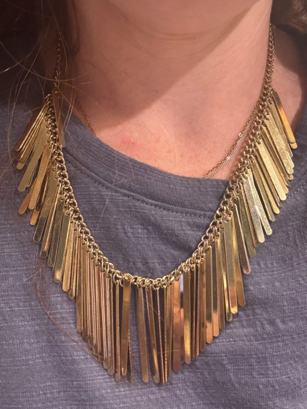 Banana republic Gold Fringe Pendant Necklace - Women Jewelry. Adjustable - Picture 2 of 5